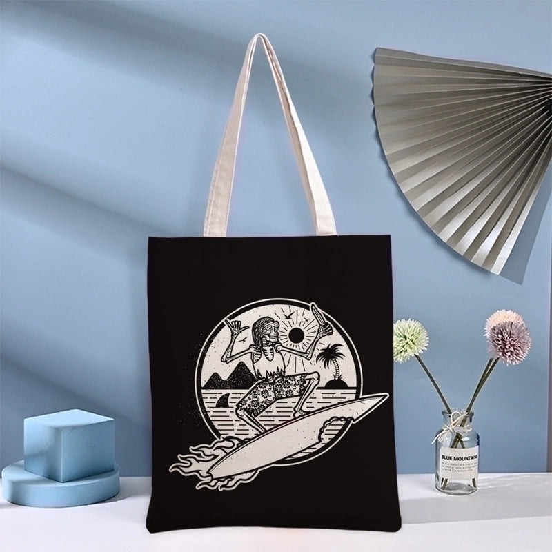 Women's Casual Pumpkin Skeleton Shopping Bags