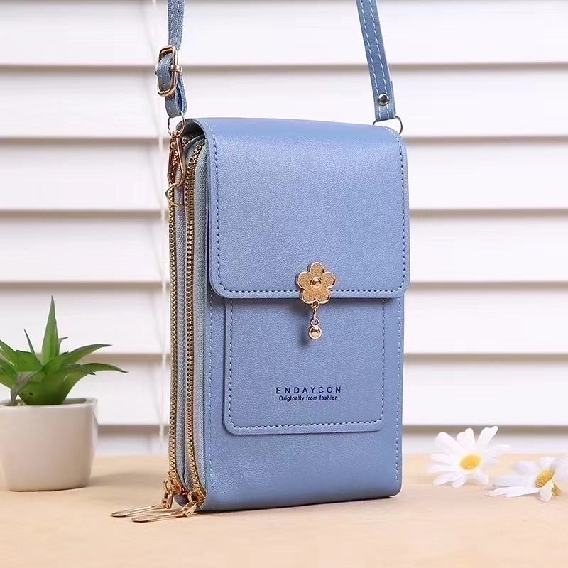 Women's Pu Leather Solid Color Minimalist Square Zipper Phone Wallets