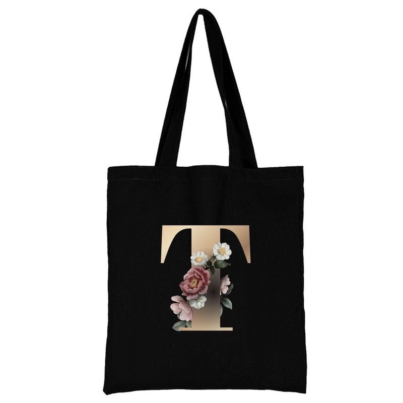 Women's Minimalist Letter Flower Shopping Bags