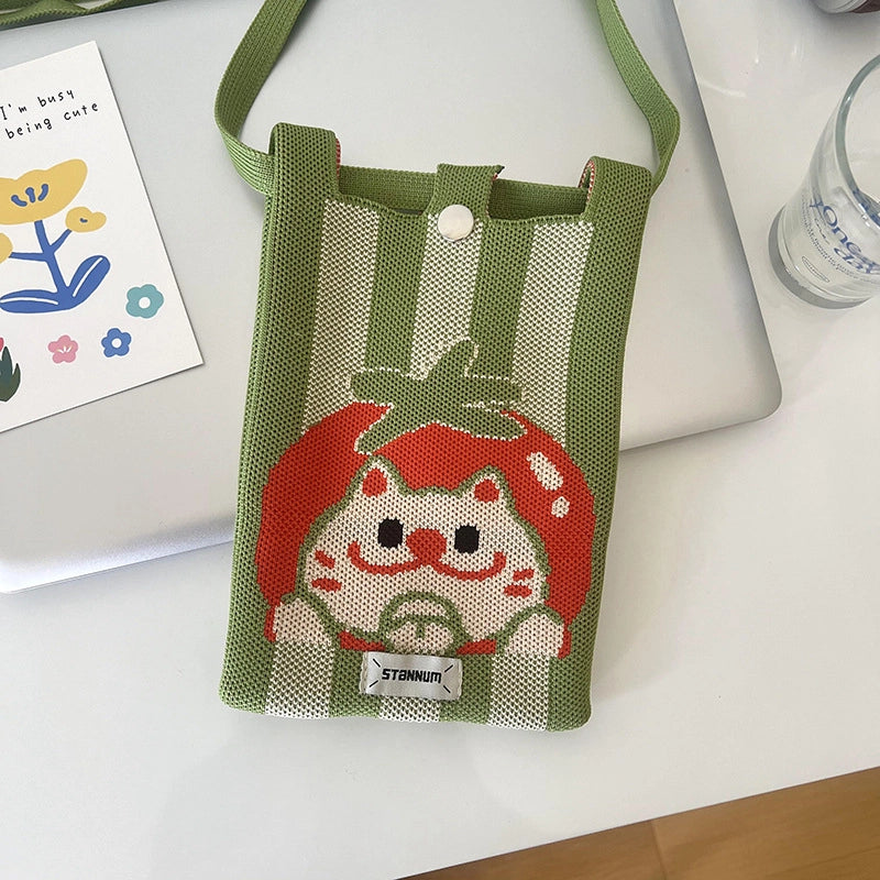 Women's Polyester Printing Animal Color Block Cute Square Buckle Shoulder Bag Phone Wallets