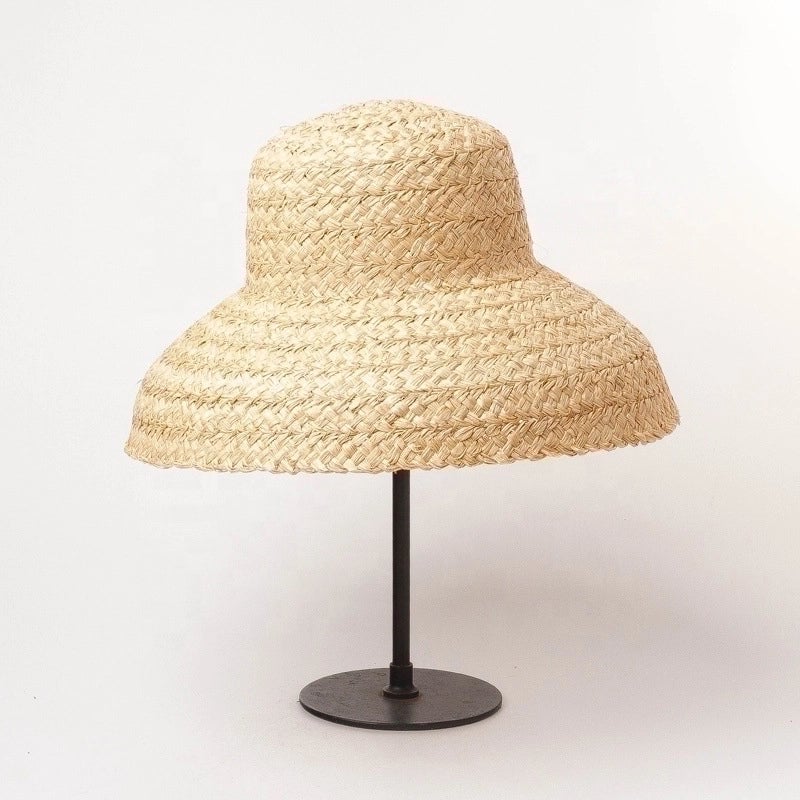 Unisex Minimalist Solid Color Crimping Straw Hat