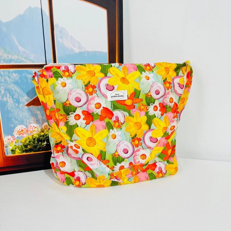 New Niche Design Floral Shoulder Bag Crossbody Bag Women's Fresh Sweet Street Large Capacity Handbag Trendy