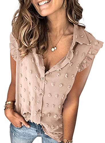 Astylish Women Pompom Button Down Shirt Casual Blouse Top