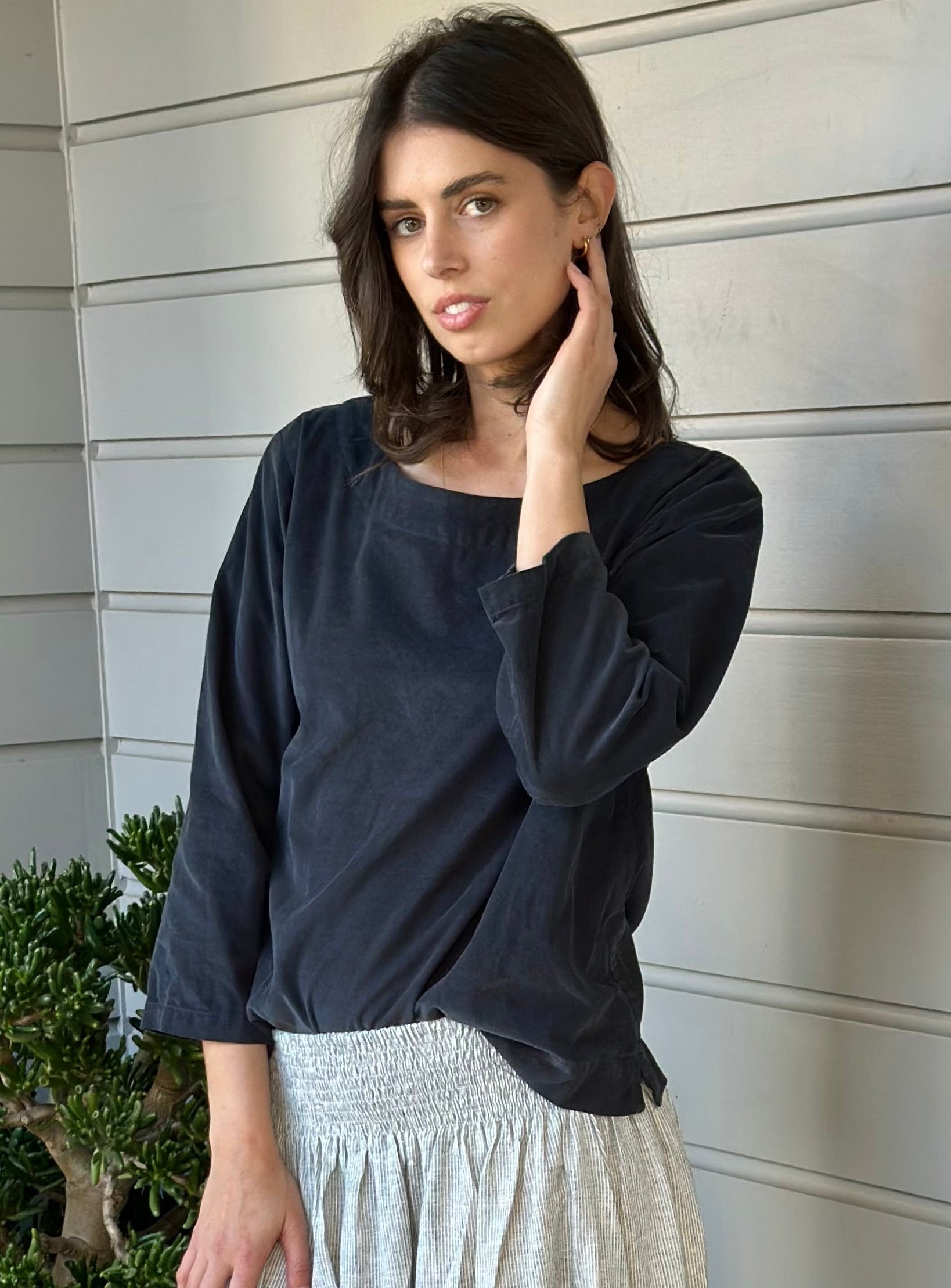 anya top - charcoal cord