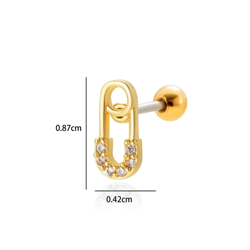 1 Piece Ear Cartilage Rings & Studs Minimalist Classic Style Heart Shape Wings Flower 316L Stainless Steel  Copper Plating Inlay Zircon