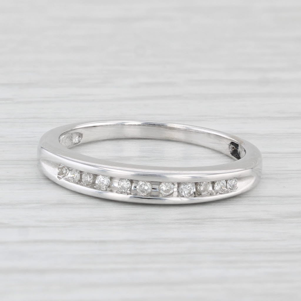 0.10ctw Diamond Wedding Band 10k White Gold Stackable Anniversary Ring Size 7