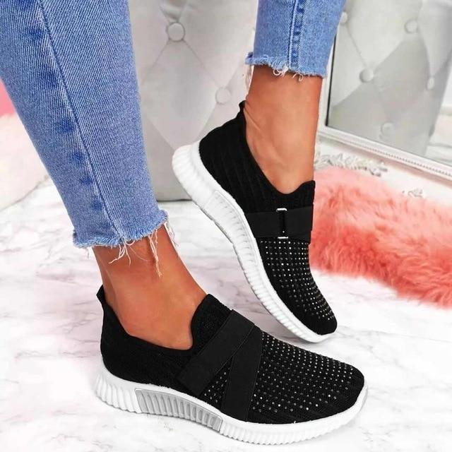Women's Crystal Comfy Sole Walking Shoes