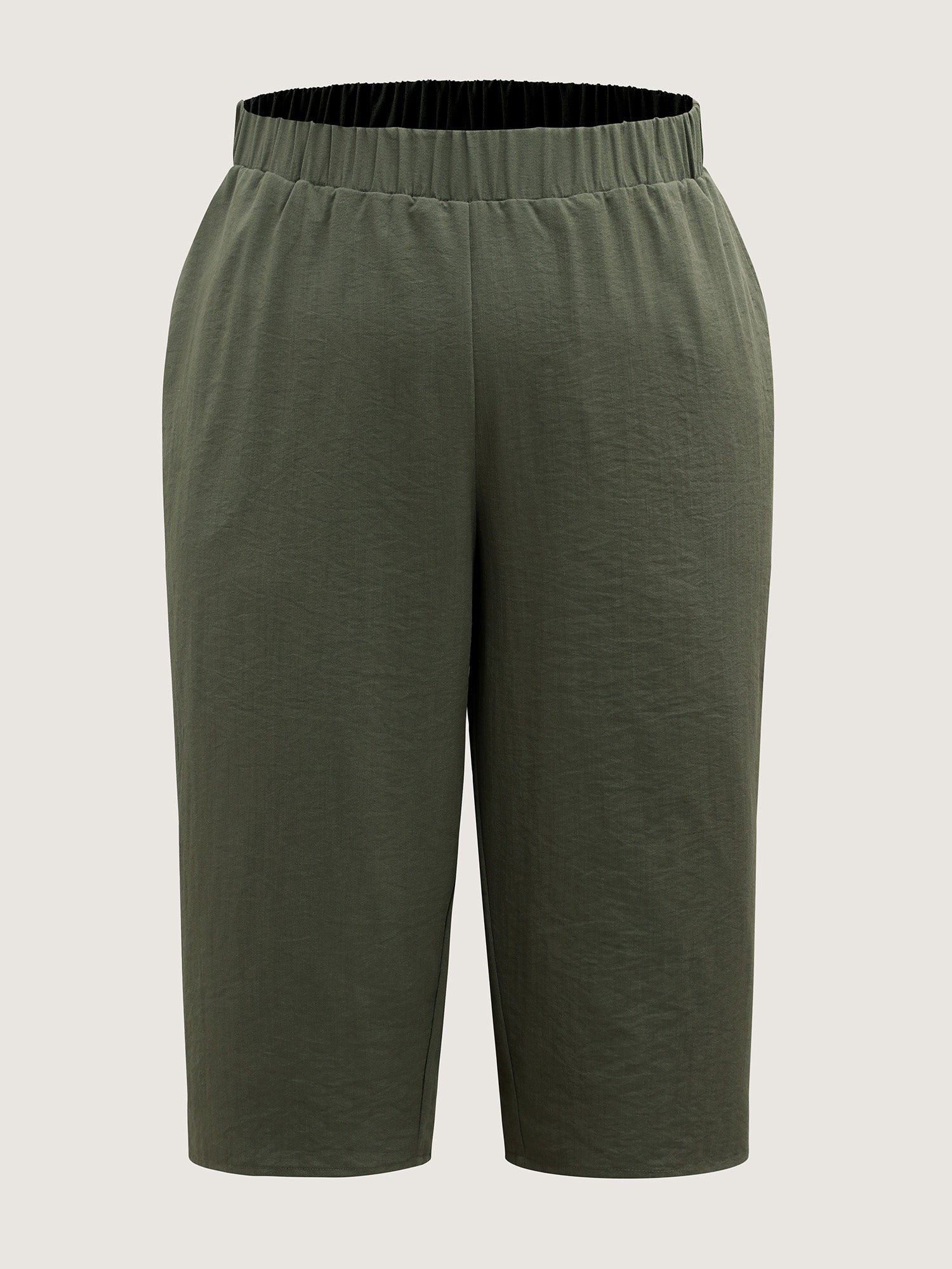 Stretchy Waist Straight-Leg Capri Pants