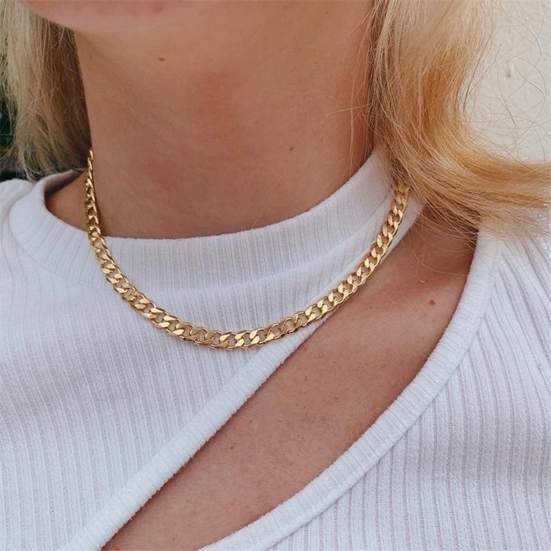Stainless Steel 14K Gold Plated Fashion Plating U Shape Necklace