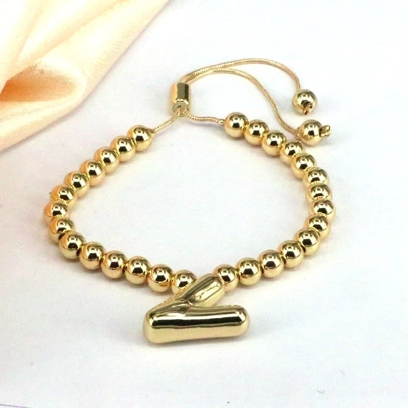 Copper Gold Plated Vintage Style Minimalist Letter Bracelets