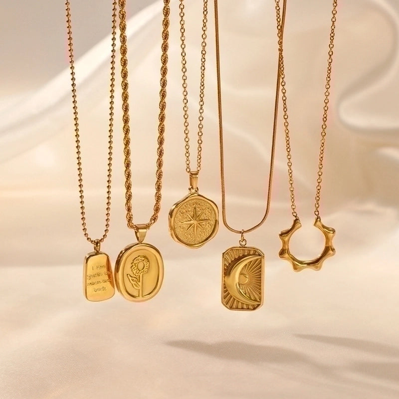 Retro Letter Star Moon 304 Stainless Steel Stainless Steel Necklaces