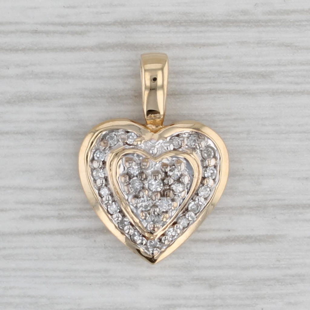 0.12ctw Diamond Heart Pendant 10k Yellow Gold Small Drop