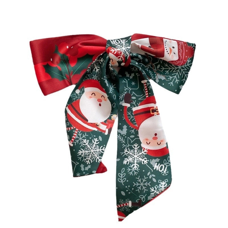 Women's Casual Christmas Tree Santa Claus Elk Polyester Silk Scarf