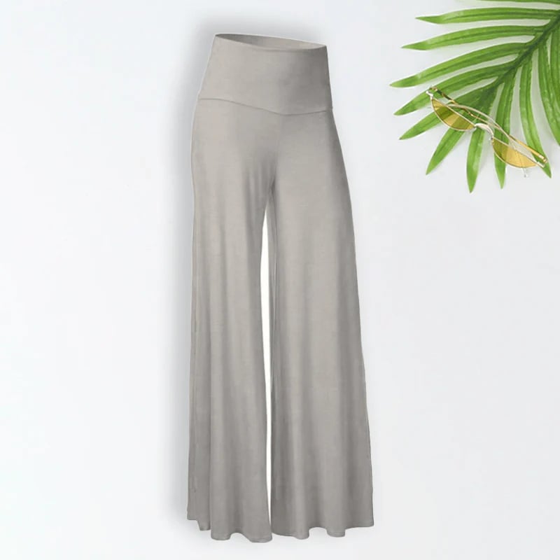 Solid Color High Waist Wide Leg Pants