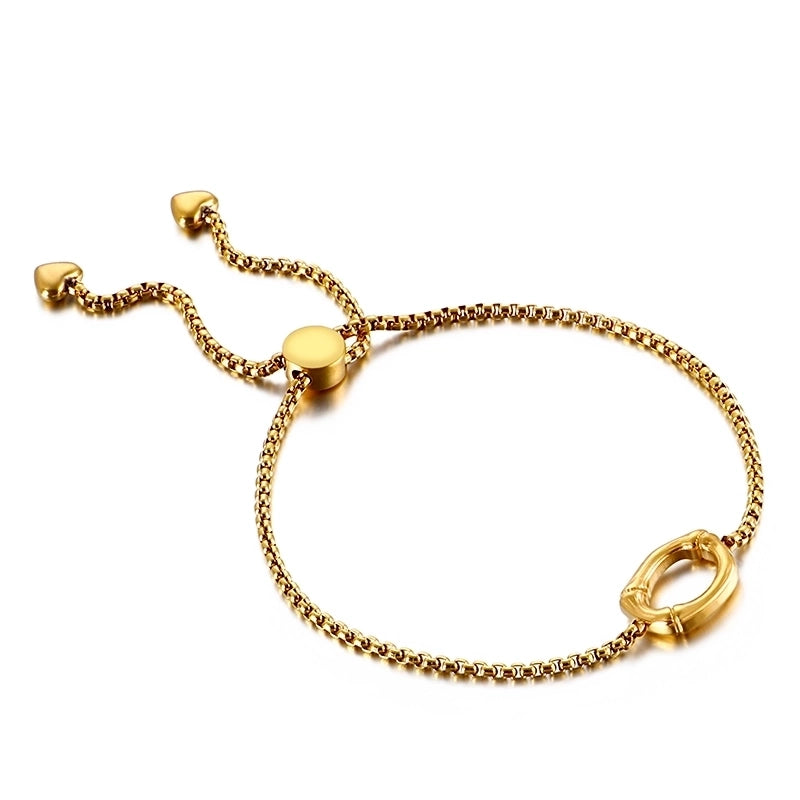 Casual Minimalist Letter Heart Shape Stainless Steel 18K Gold Plated Bracelets In Bulk