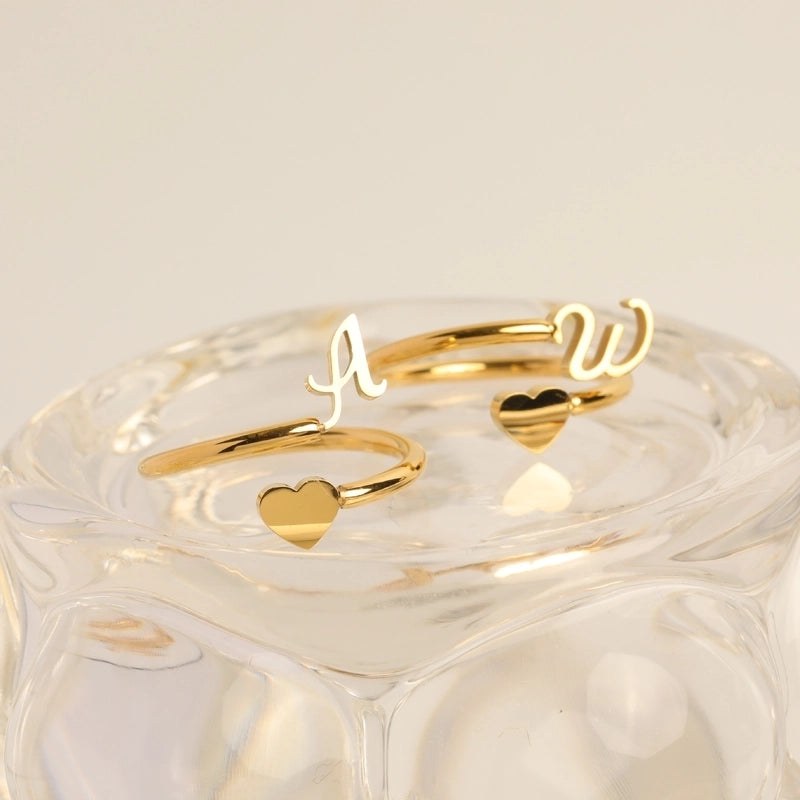 Fashion Letter 304 Stainless Steel Gold Plated Plating Stainless Steel Rings