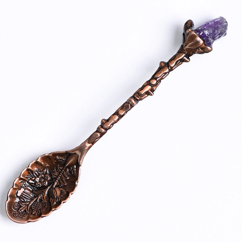 2 Pieces Elegant Lady Minimalist Geometric Crystal Spoon