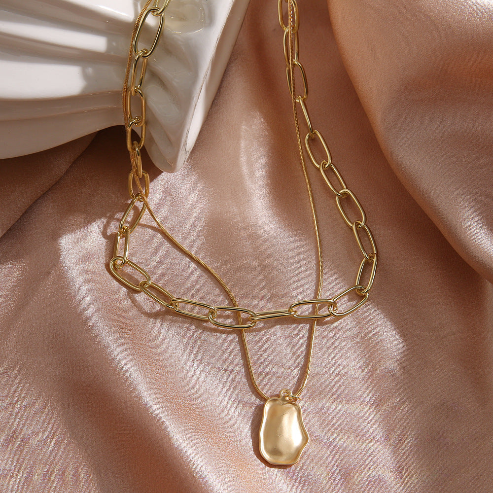 Glamorous Double Layer Chain Pendent Necklace