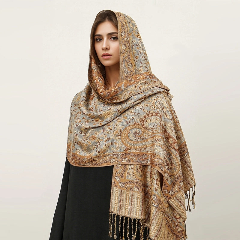 Women's Elegant Geometric Cotton Acrylic Shawl