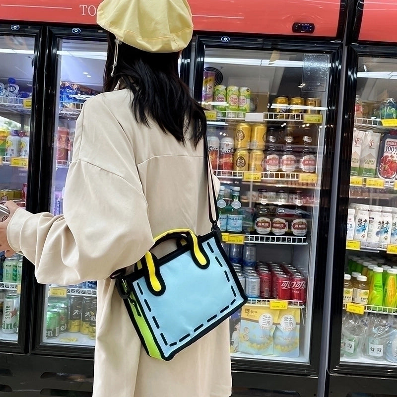 Women's Small All Seasons Nylon Color Block Streetwear Square Zipper Shoulder Bag
