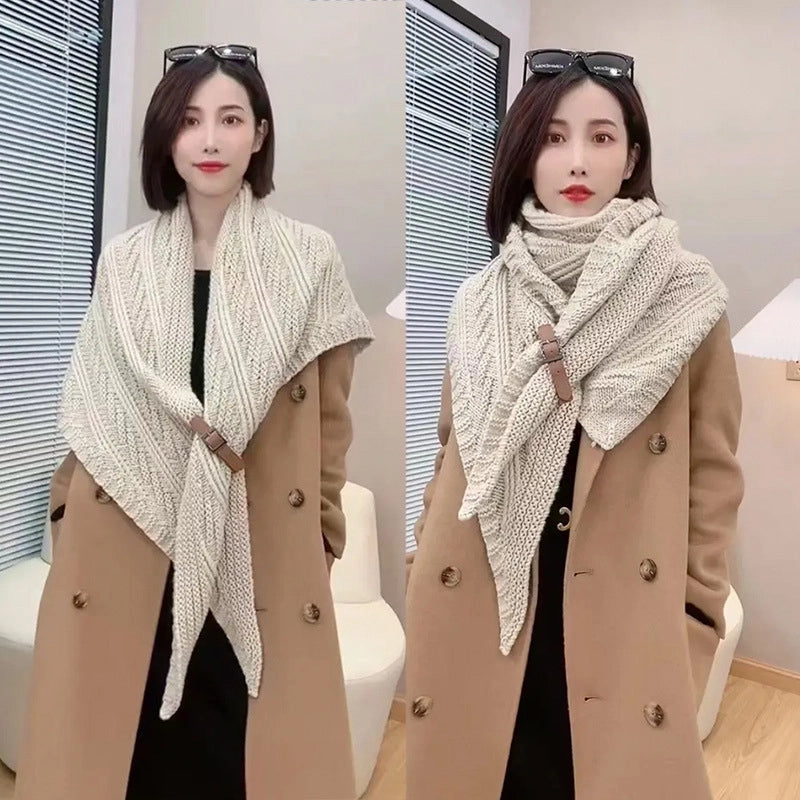 Women's Sweet Solid Color Yarn Shawl