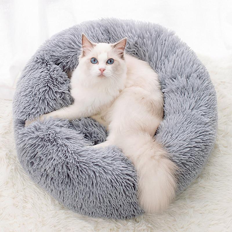 Solid Color Round Plush Dog Cat Bed