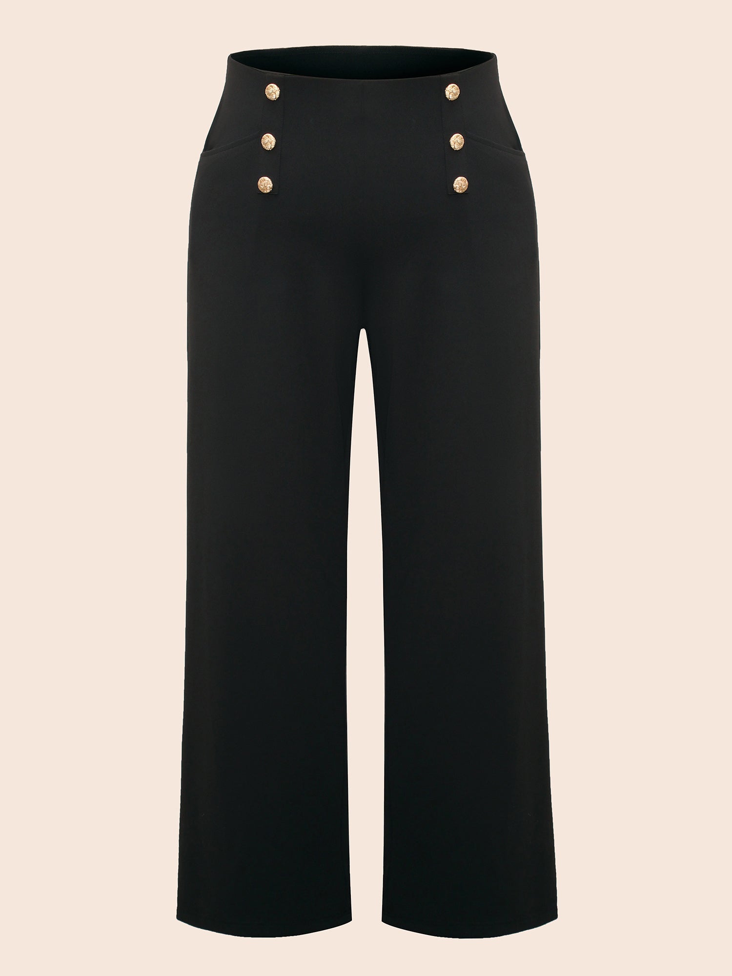 Buckle Detail Wide-Leg Pants