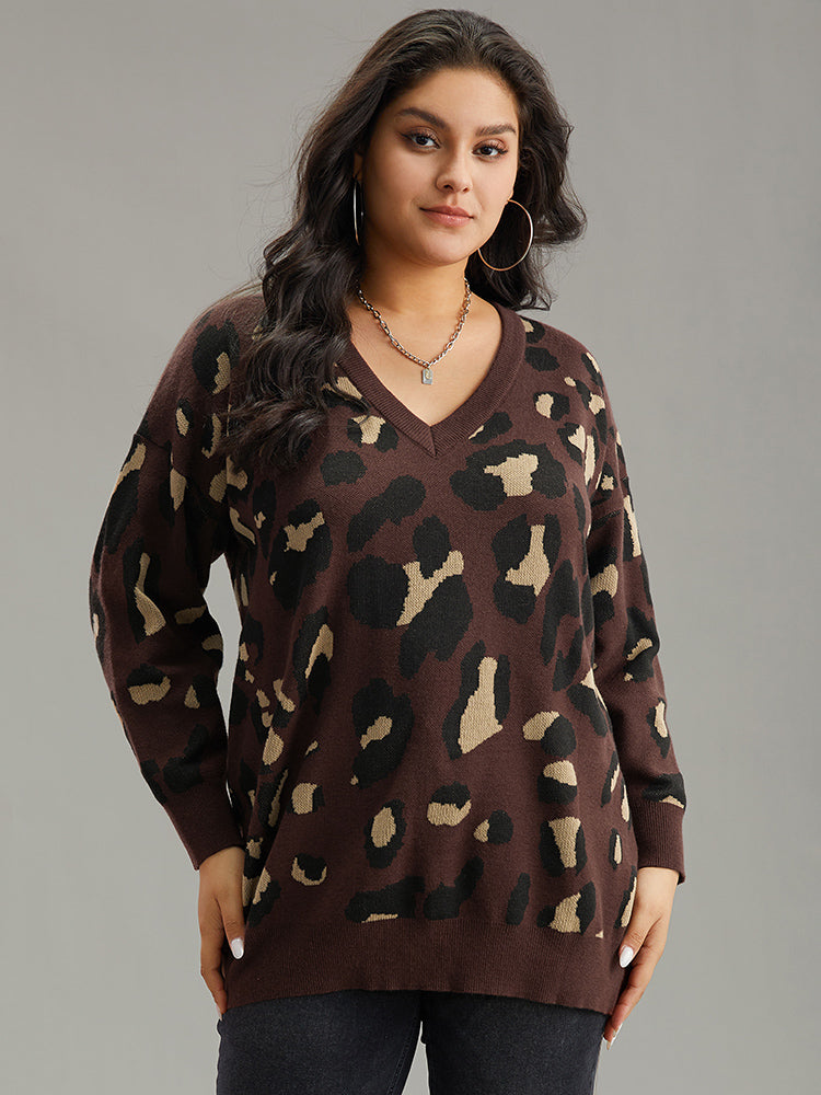 Anti-Pilling Leopard Elastic Cuffs Pullover