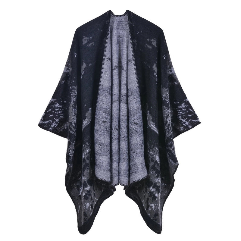 Women's Scarf Shawl Creative New Fashion Cashmere Jacquard Split Thickened Large Cloak Air Conditioning Warm Shawl