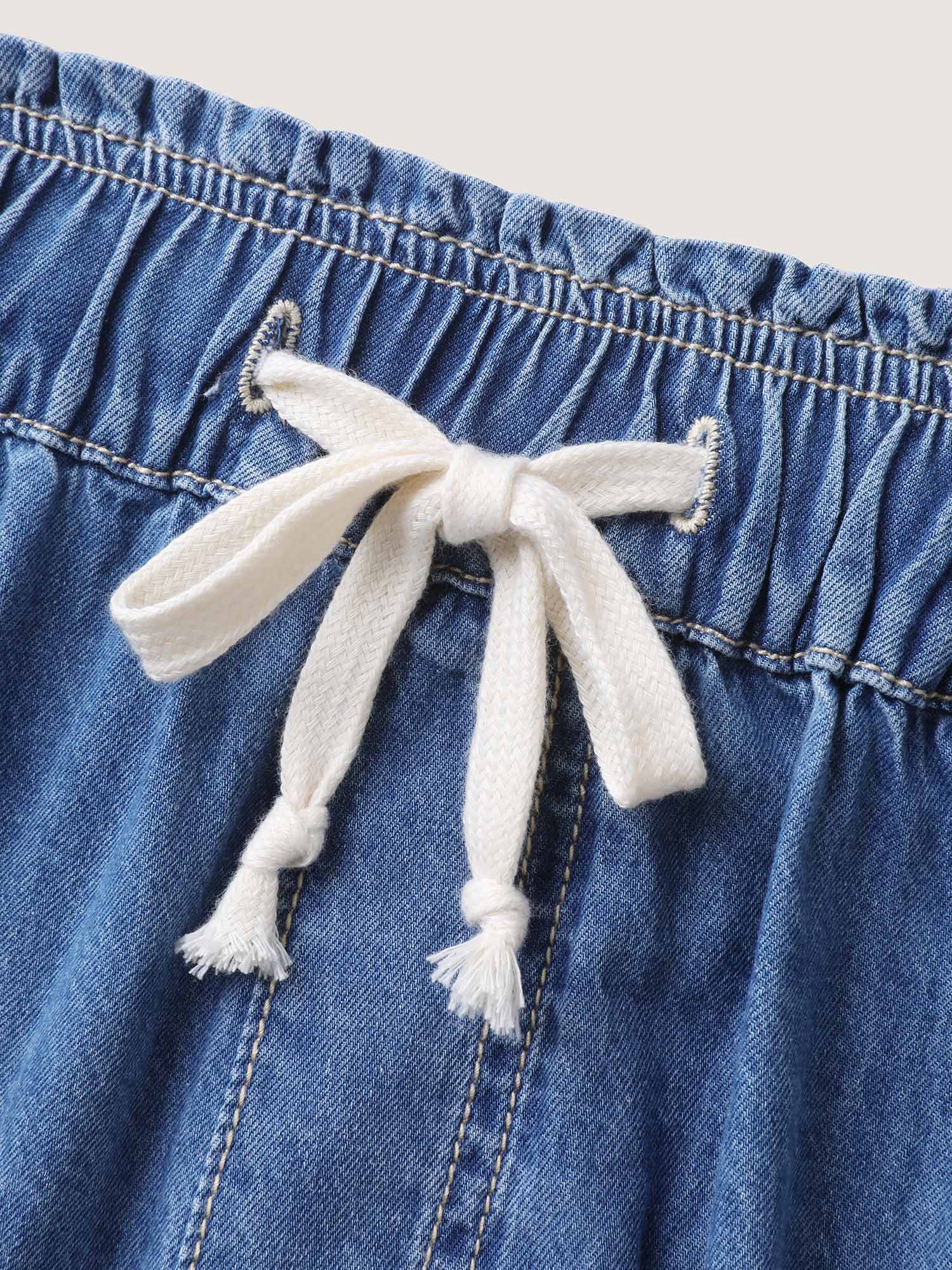 Cotton Stretchy Waist Drawstring Classic Denim Shorts