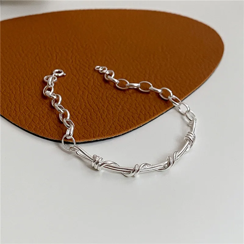 Handmade Vintage 925 Sterling Silver Braided Chain Bracelet & Bangles For Women Luxury Jewelry