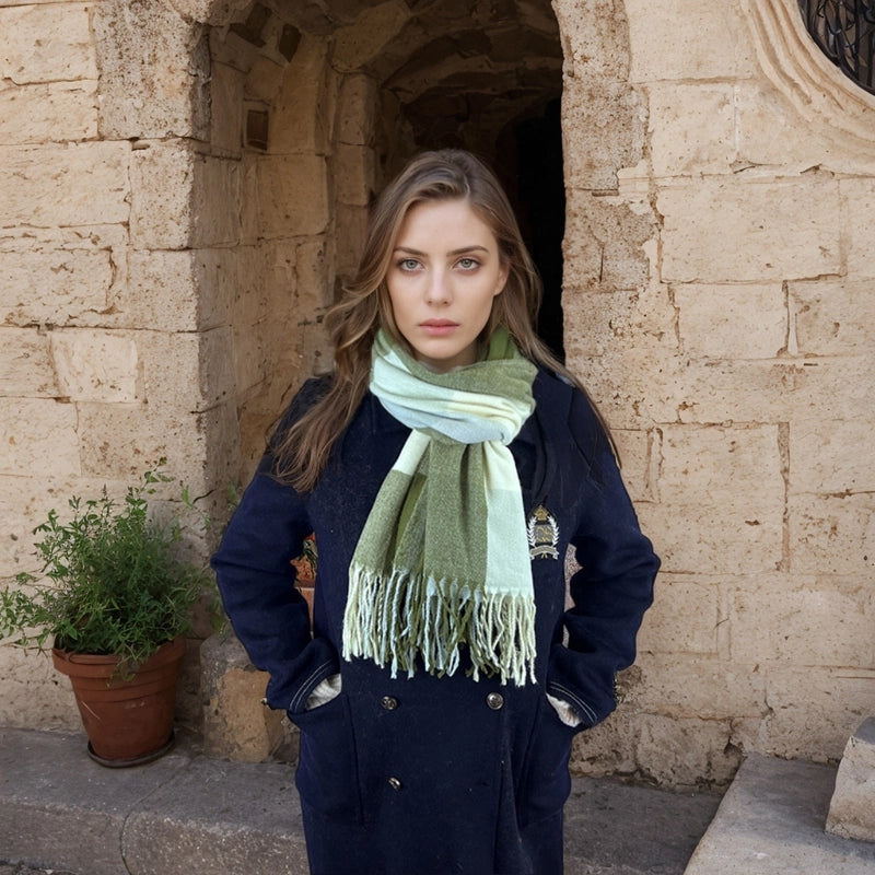 Women's Casual Minimalist Color Block Imitation Cashmere Tassel Scarf