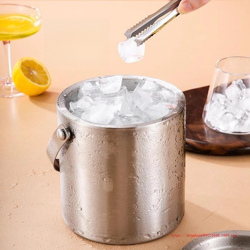 304 Stainless Steel Ice Barrel Ice Bucket Bar KTV Commercial Household Small Ice Grain Beer Bucket Storage Bucket