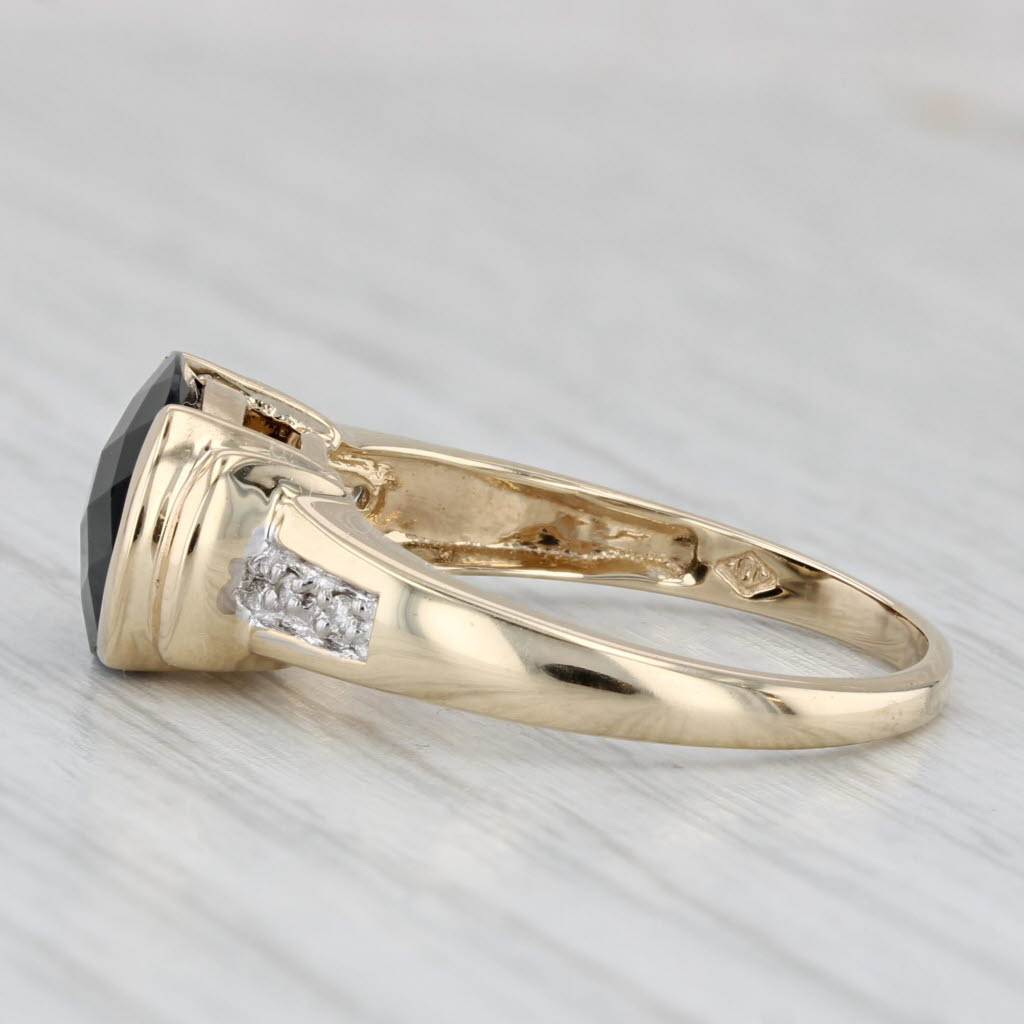 Oval Onyx Diamond Ring 10k Yellow Gold Size 8