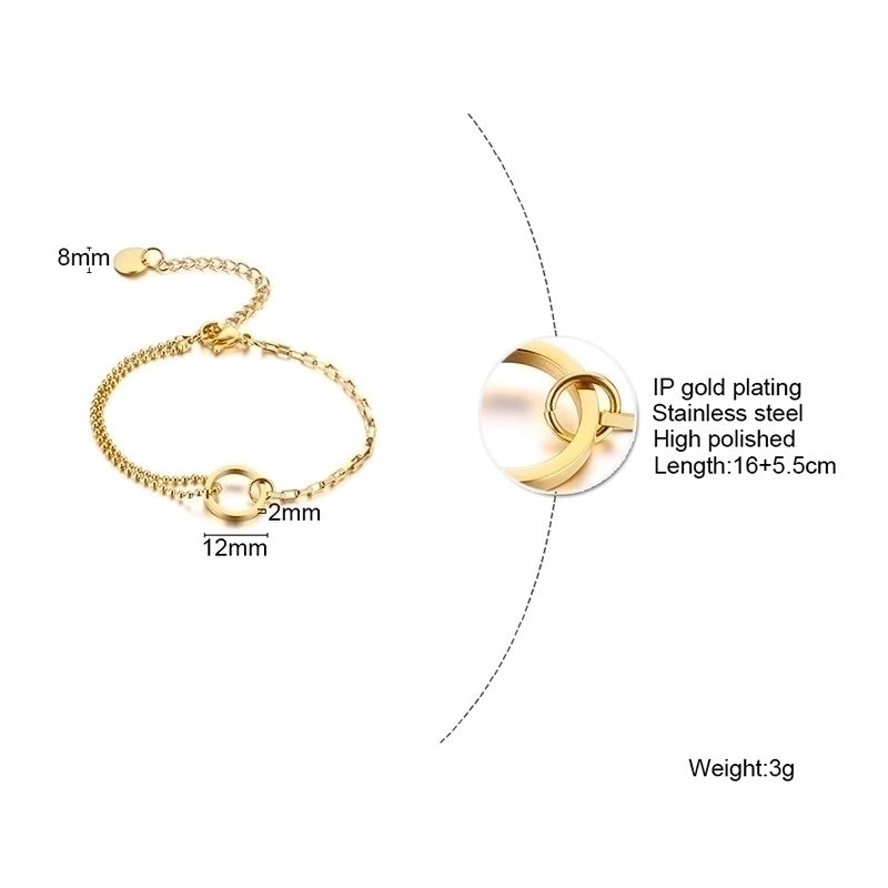 IG Style Casual Minimalist Geometric 201 Stainless Steel 18K Gold Plated Bracelets In Bulk