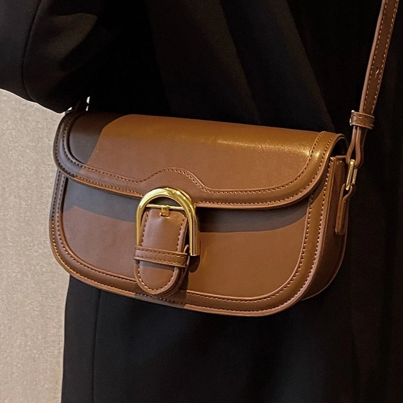 Women's Small All Seasons Pu Leather Streetwear Saddle Bag