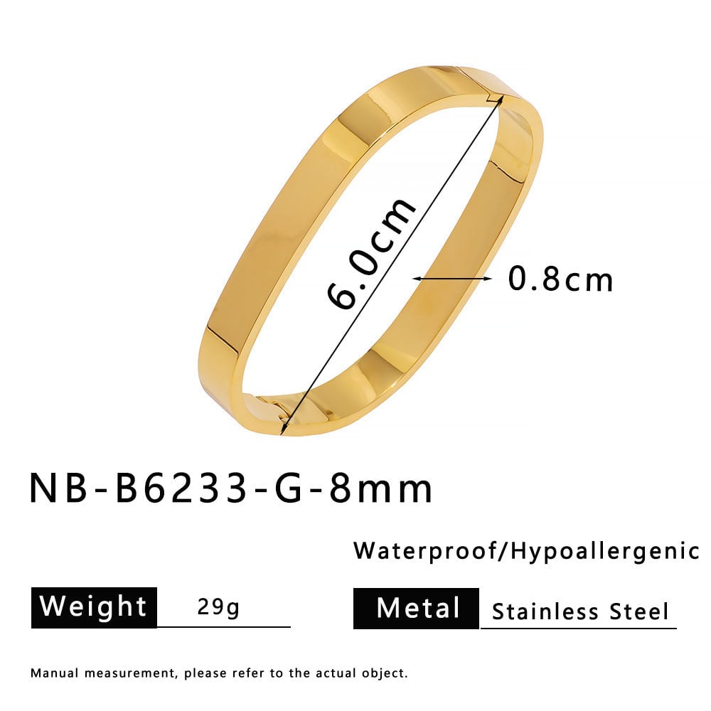 2025 Trendy Unique Square Stainless Steel Bracelet With 18K Gold Plated Female Set
