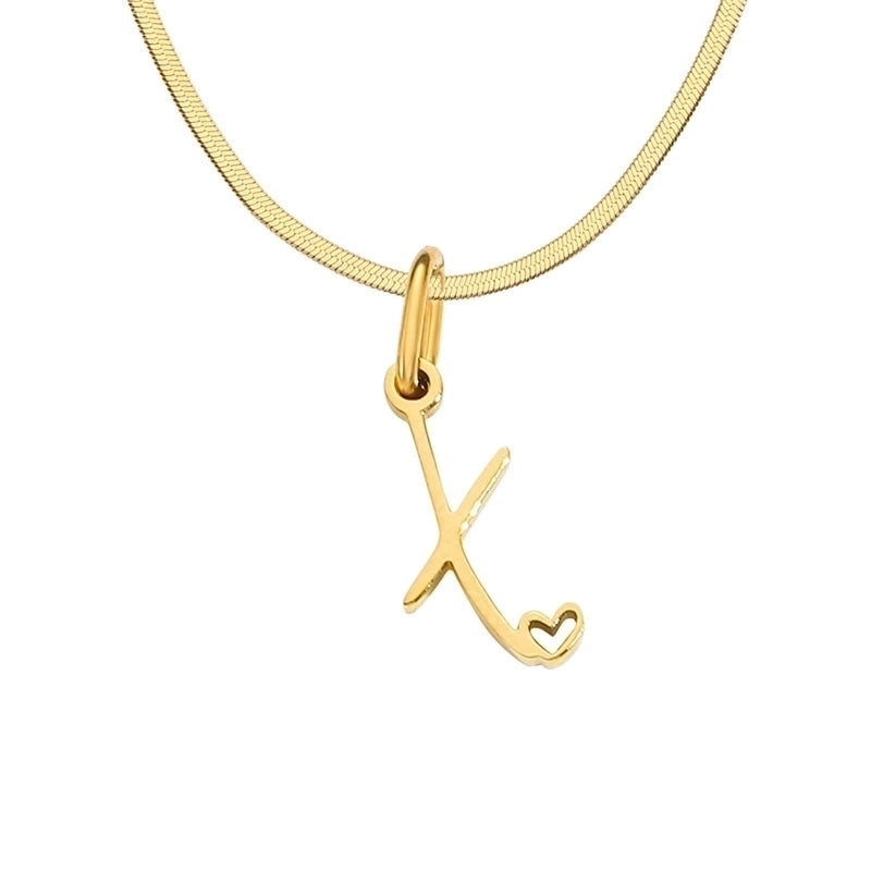 Stainless Steel Titanium Steel 14K Gold Plated Minimalist Plating Letter Heart Shape Pendant Necklace