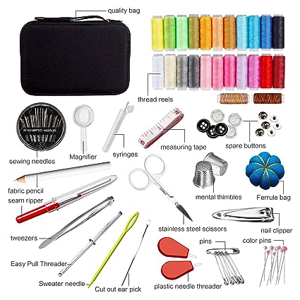 98pcs Sewing Kit. Portable Sewing Kit Box Sewing Supplies Accessories With 24Pcs Thread Spools. Scissors. Thread Needles .Tape Measure For DIY