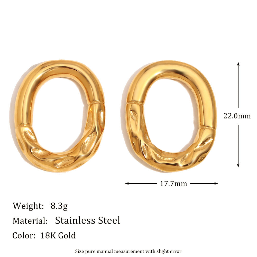 Simple And Versatile Design Stainless Steel Plated With 18K Gold Three-Dimensional Hollow Flower Oval Pearl Zircon