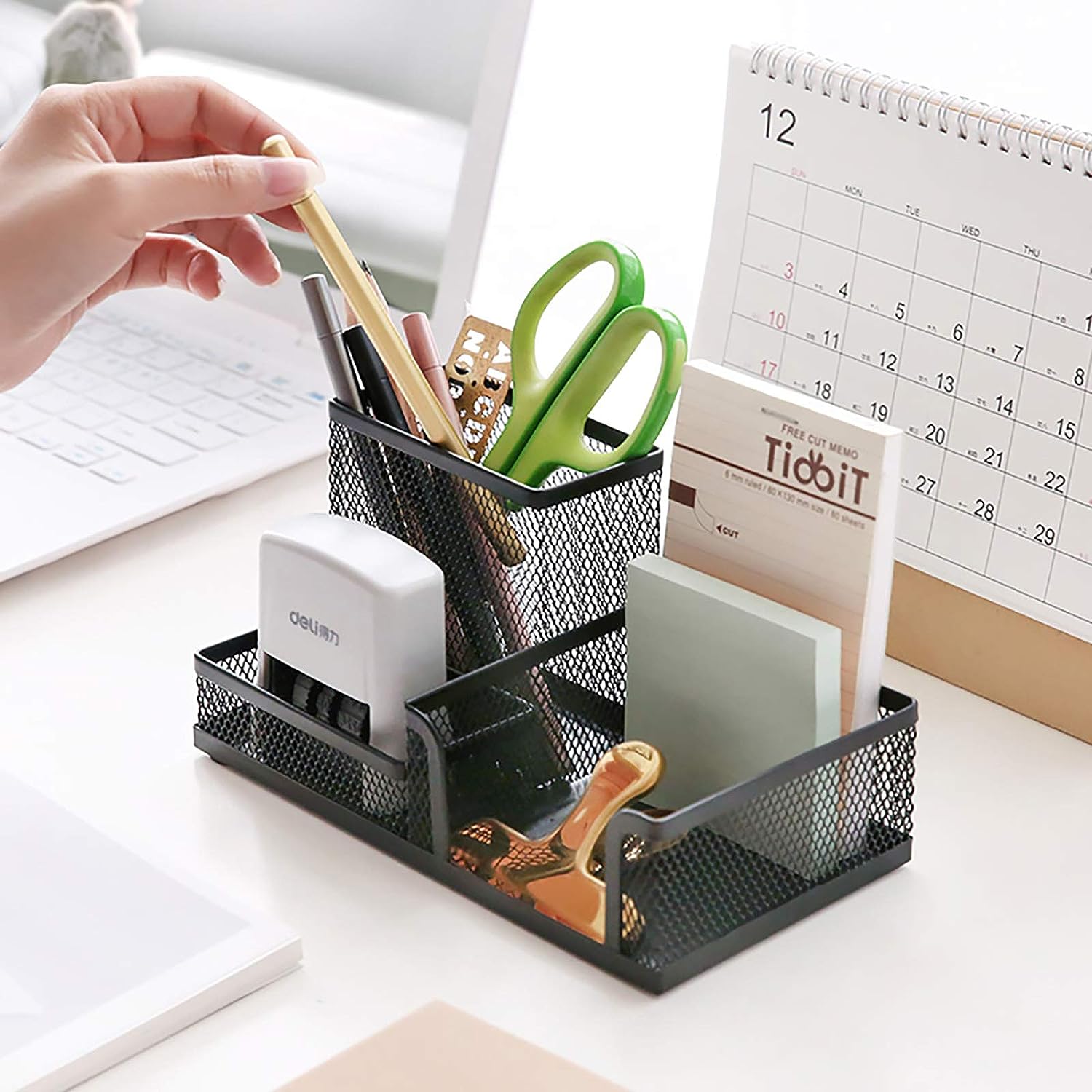 Metal Mesh Desk Supply Organizer Office Supply Caddy Pen Holder Desktop Storage Organizer