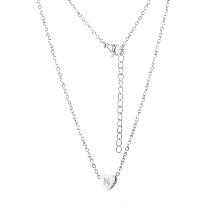 Stainless Steel Titanium Steel 18K Gold Plated Minimalist Letter Heart Shape None Pendant Necklace