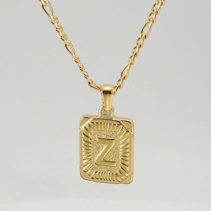 Fashion Letter Rectangle 304 Stainless Steel Titanium Steel 18K Gold Plated Gold Plated Pendant Necklace