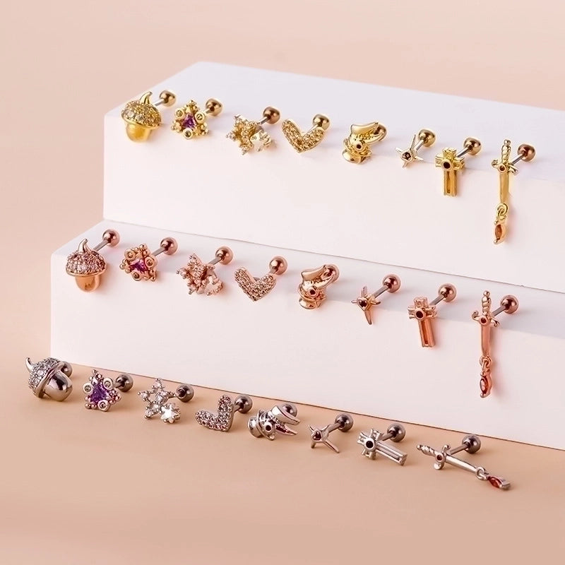 Ear Cartilage Rings & Studs Fashion Geometric 316L Stainless Steel  Copper Plating