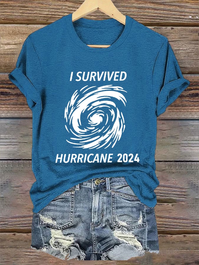 Women's 'I Survived Hurricane 2024' Print T-Shirt