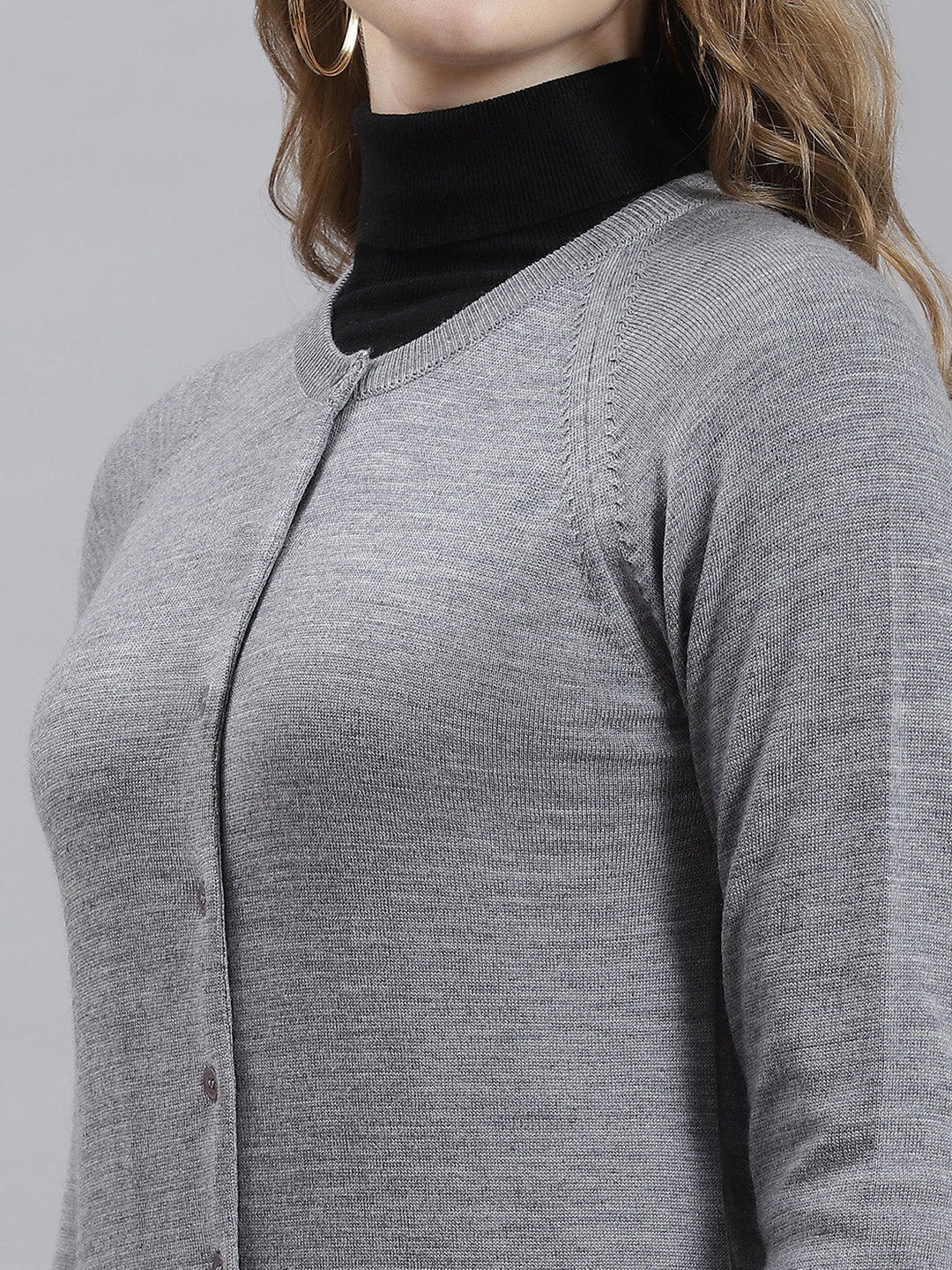 Women Grey Solid Cardigan