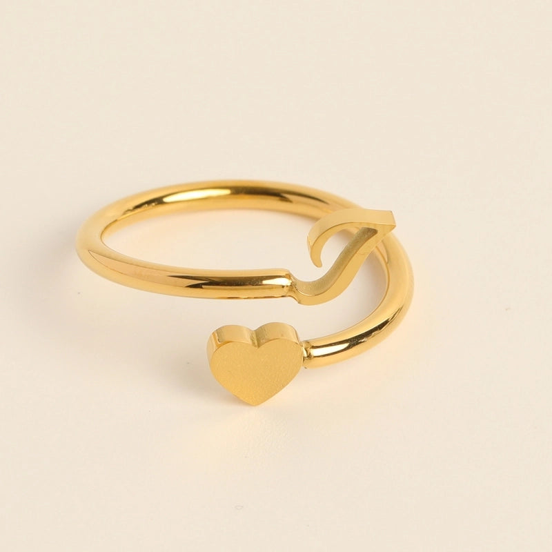 Fashion Letter 304 Stainless Steel Gold Plated Plating Stainless Steel Rings