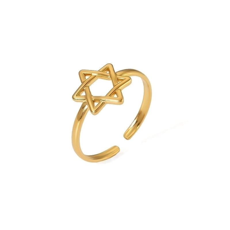 Titanium Steel 18K Gold Plated Minimalist Inlay Circle Rhinestones Open Rings