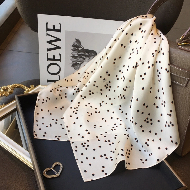 Women's Elegant Basic Polka Dots Silk Printing Silk Scarf