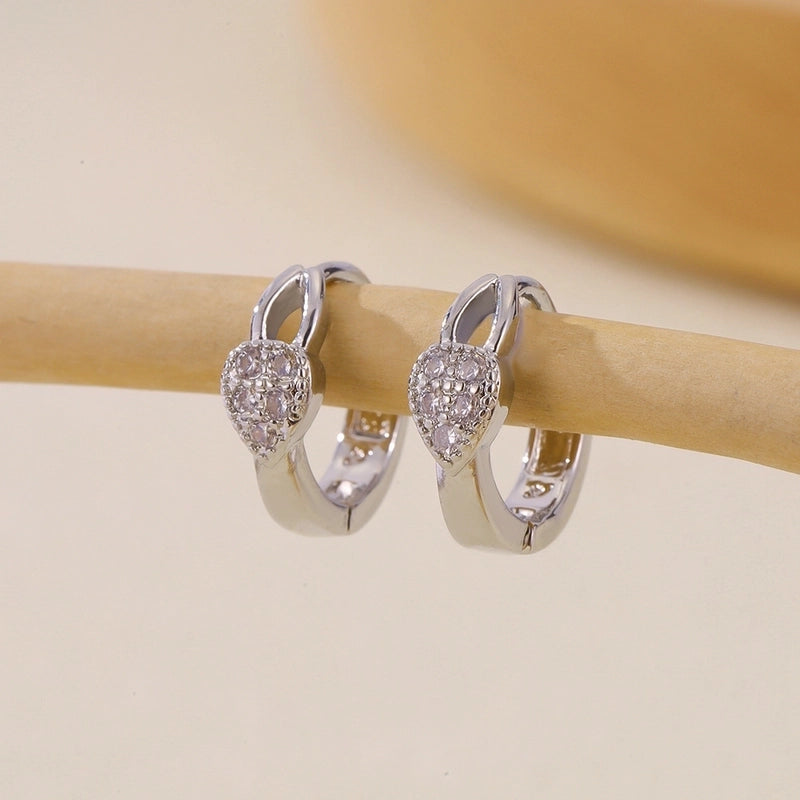 1 Pair Basic Minimalist Geometric Inlay Copper Zircon Earrings